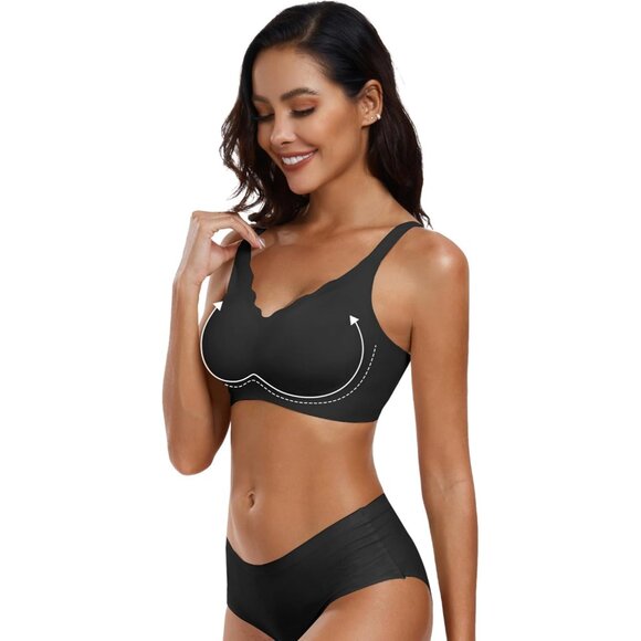 Women’s Wireless Push Up Bra Full Coverage Seamless T-shirt Support - Picture 2 of 8